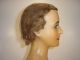 Stunning Antique French Wax Mannequin Bust Glass Eye Real Hair Flapper Girl Head Art Deco photo 9
