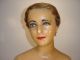 Stunning Antique French Wax Mannequin Bust Glass Eye Real Hair Flapper Girl Head Art Deco photo 3