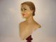 Stunning Antique French Wax Mannequin Bust Glass Eye Real Hair Flapper Girl Head Art Deco photo 4
