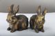 Exquisite Chinese Hand Carved Brass Two Rabbits Statue J300 Other Antique Chinese Statues photo 1