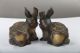 Exquisite Chinese Hand Carved Brass Two Rabbits Statue J300 Other Antique Chinese Statues photo 2