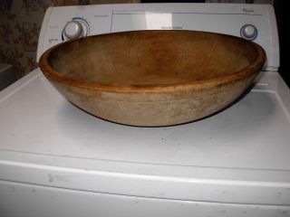 Huge Antique Wood Dough Bowl W/ Rim Surface 17 1/2 