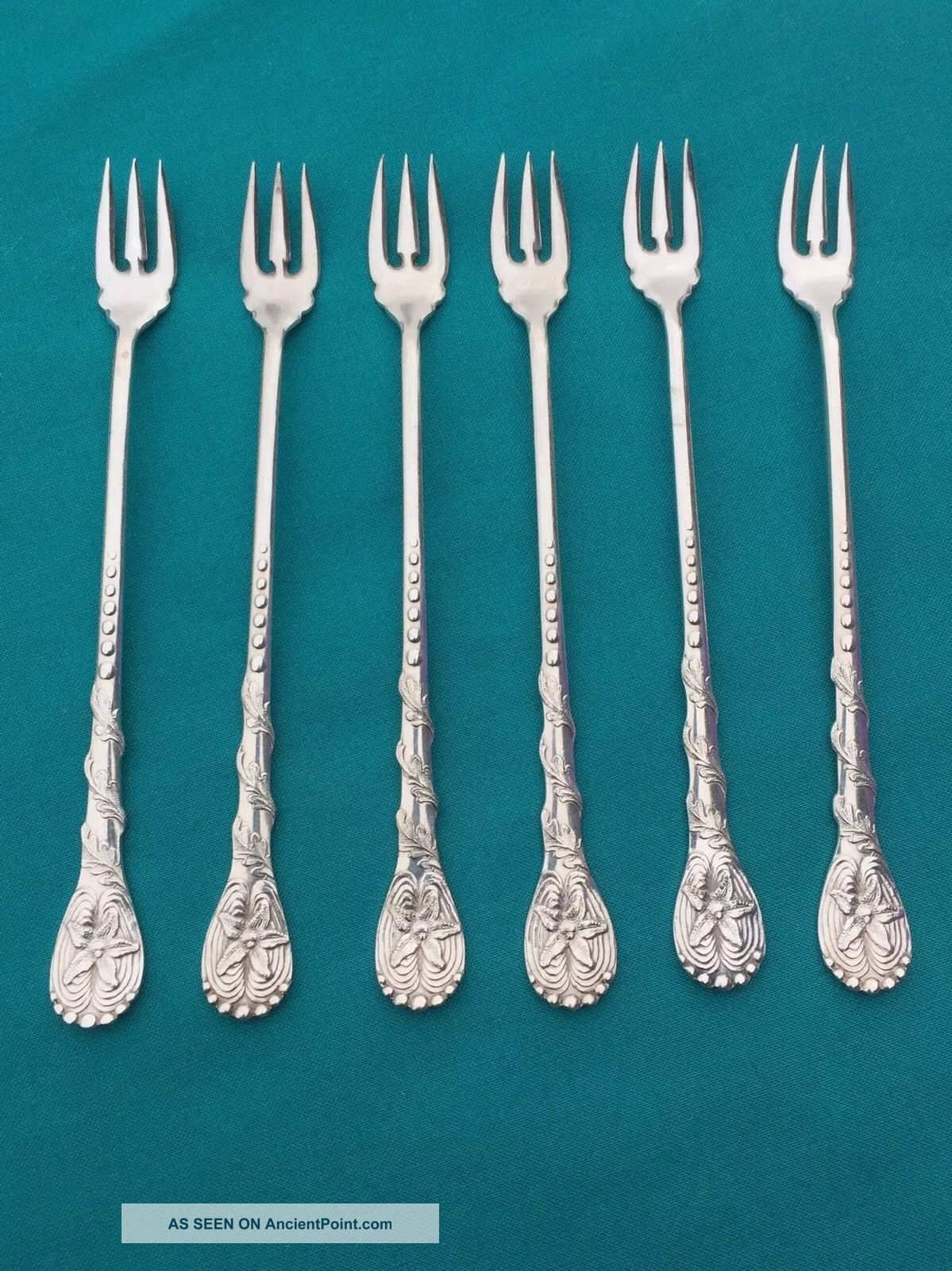 Silverplate Cocktail Forks Special Coral Pattern Rare Silver Plate Cocktail Fork Flatware & Silverware photo
