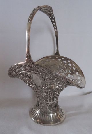 Antique Silverplate Highly Ornate Pierced Flower Basket photo
