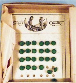 42 Antique Satin Covered Buttons Green Miniature Doll Clothes Children Victorian photo