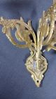 French Antique Sconce: 3 Arm Bronze Church Bird W/ Leaf Religious Wall Candle Chandeliers, Fixtures, Sconces photo 3