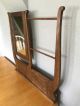 Vintage Wooden Vanity / Dresser Mirror Harp Style With Towel/tie/scarf Rack 31 