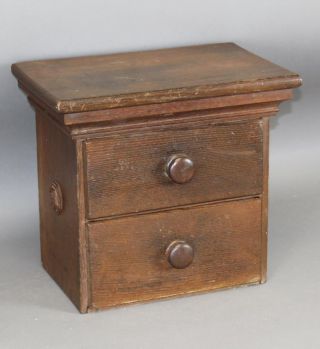 Rare 19th C Two Drawer Desk Chest Or Document Box Chestnut In Old Surface photo