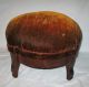 Antique Round Oak Stool Foot Rest Finish Mohair Upholstered Top Unknown photo 4