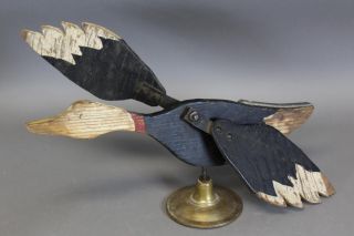 A Early Folk Art Carved Wooden Goose Weathervane - Whirligig Paint photo