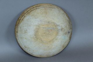 Great Early 19th C Turned Wooden Bowl In Maple Best Old Ivory White Wash Paint photo