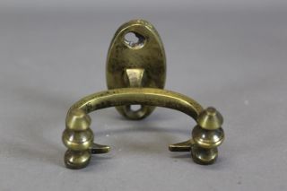 Rare 18th C American Brass Double Side Jamb Hook Lemon Top Finials Old Patina photo