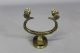 Rare 18th C American Brass Double Side Jamb Hook Lemon Top Finials Old Patina Primitives photo 6
