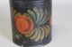 Great 19th C Ct Paint Decorated Tin Toleware Covered Canister Paint Primitives photo 5