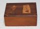 Unusual Vintage Wooden Double Playing Card Box With Inlaid Suits And Flower Boxes photo 4