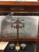 Vintage Victorian Antique Glass Mahogany Cased Balance Scales Hf Kulmann Hamburg Other Antique Science Equip photo 6