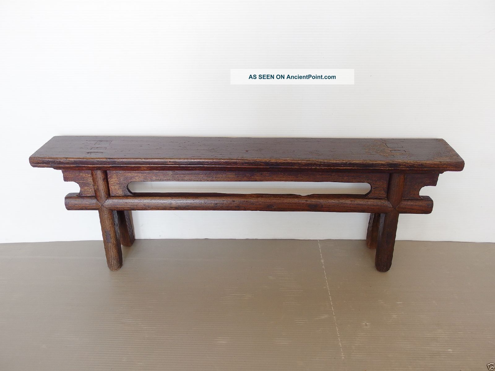 160405 Vintage Korean Lacquered Wooden 4 Legged Bench - Like Decorative Stand Korea photo