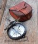 Nautical Instrument Astrolabe Marine Ship Sundial Compass With Case Vintage Gift Compasses photo 1