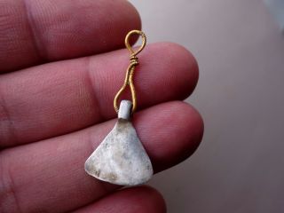 Ancient Roman - Celtic Silver And Pure Gold Axe Head Pendant photo