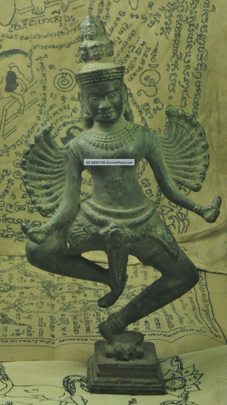 Antique Khmer Bronze Hevajra Shiva Diety God Statue Figure Angkor Wat Bayon Rare Statues photo