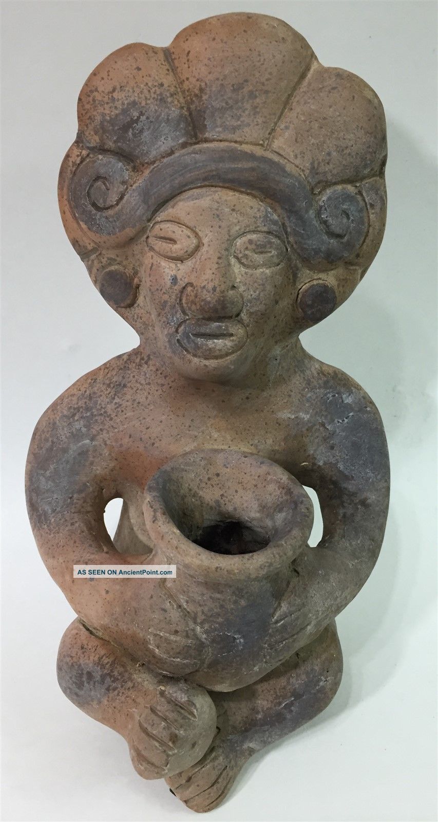 Artifact Of Columbia ? Clay Aztec Mayan Style Pottery Man Figure The Americas photo