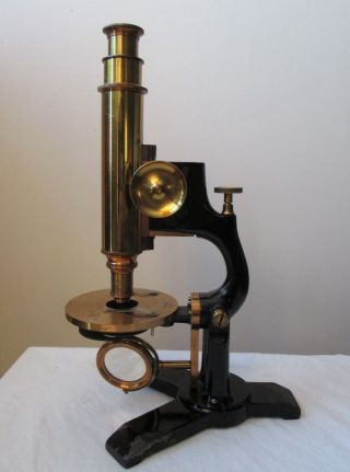 Antique 19th Century Bausch & Lomb Pat.  Oct 1885 Brass Microscope W Box & Slides photo