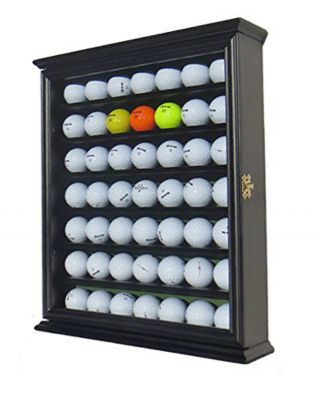 49 Golf Ball Wood Glass Door Display Case Cabinet Vintage Wall Holder Showcase photo
