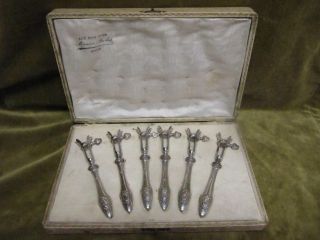 Rare French 800 Silver (handle Only) 6 Chop Holders Louis Xvi St photo