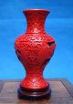 Antique Handmade Carved House & Tree Lacquerware Vase Vases photo 2