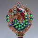 Exquisit Copper Inlaid Rhinestone Handwork Peacock Pattern Mirror G762 Other Chinese Antiques photo 2