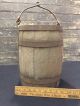Antique Vtg 1800s Paint Nail Bucket W/ Wrought Iron Handle Keg Barrel Primitives photo 7