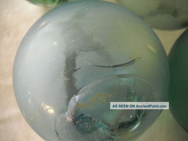6 Abused & Flawed Japanese Glass Floats,  Alaska Beachcombed Fishing Nets & Floats photo