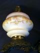 White Glass & Brass Antique Oil Lamp With Painted Angels Converted Lamps photo 10