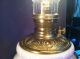 White Glass & Brass Antique Oil Lamp With Painted Angels Converted Lamps photo 6