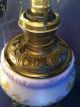 White Glass & Brass Antique Oil Lamp With Painted Angels Converted Lamps photo 8