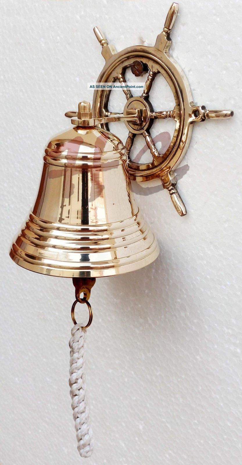 Nautical Marine Shiny Brass Wheel Ship Bell~Wall Hanging Door Bell Home Decor 
