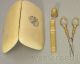 Antique French 18k Gold Etui Sewing Kit Fitted Box Thimble Scissor Needlecase Baskets & Boxes photo 5