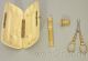 Antique French 18k Gold Etui Sewing Kit Fitted Box Thimble Scissor Needlecase Baskets & Boxes photo 6