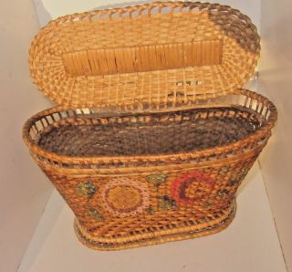 Small Painted Covered Basket,  19th Century photo