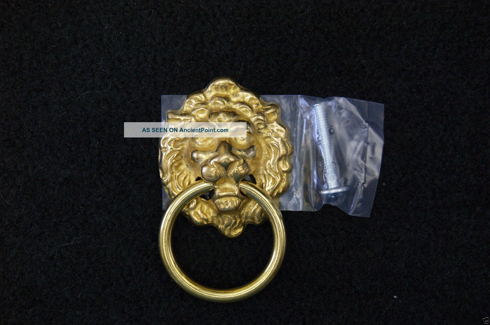 Drawer Ring Pull Lions Head Brass 1900-1950 photo