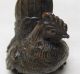 K757: Japanese Copper Small Three Hen Statue As Ornaments For Bonkei Statues photo 6