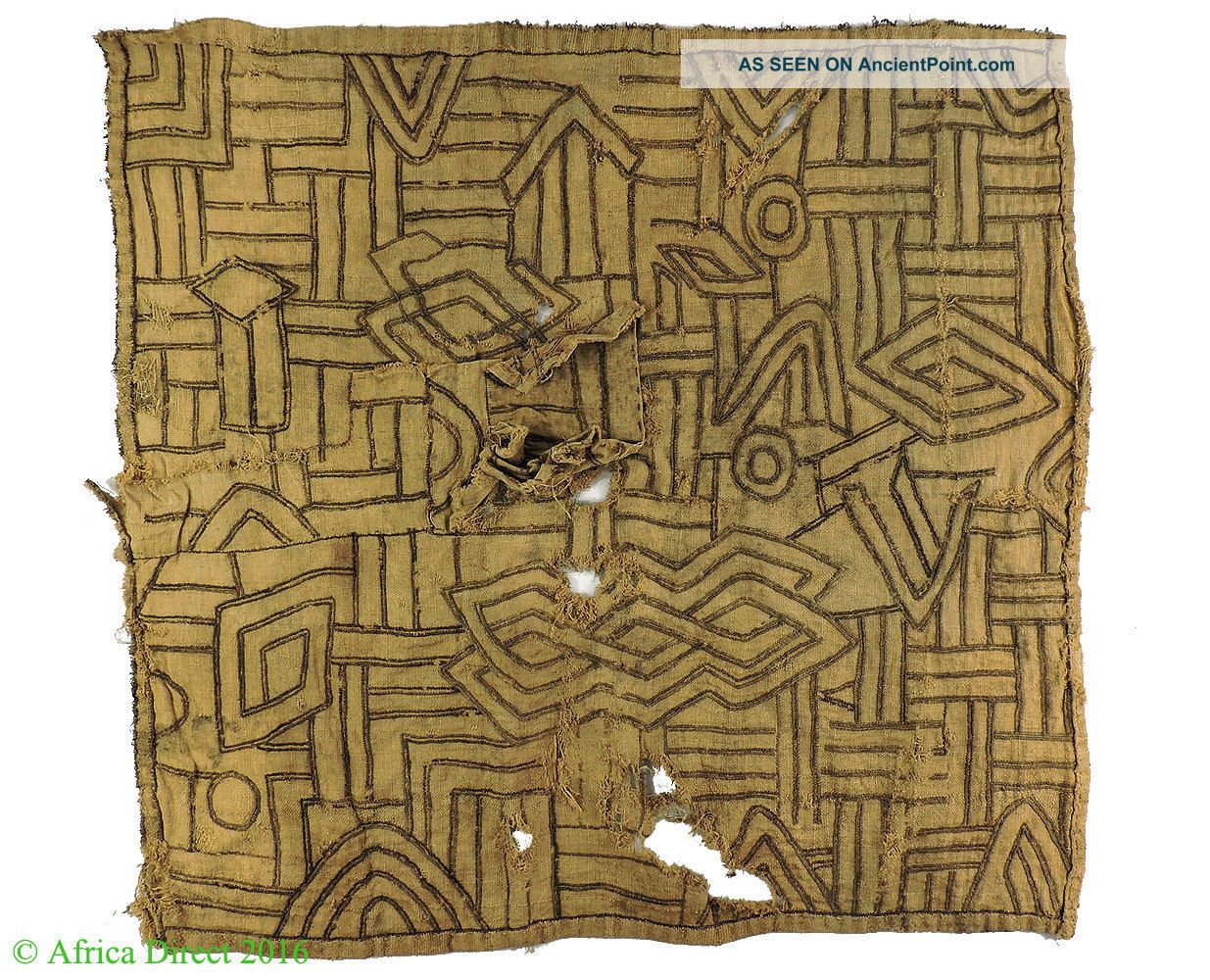 Kuba Textile Handwoven Raffia Congo African Art 2 Feet Was $85 Other African Antiques photo