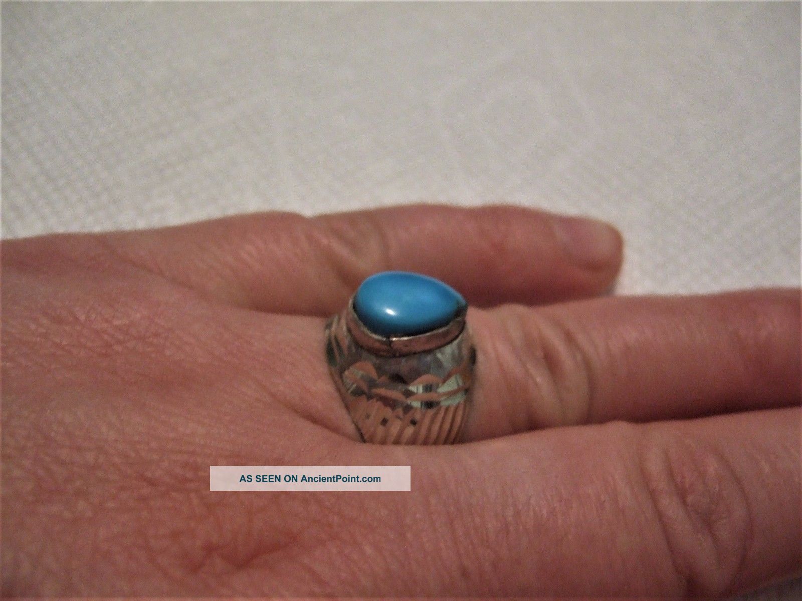 Vintage Islamic Middle Eastern Tribal Ethnic Natural Turquoise Ring خاتم اسلامي Islamic photo