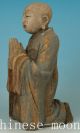 Chinese Old Wood Handmade Carved Buddha Kneel Monk Statue Figure Ornament Other Antique Chinese Statues photo 1