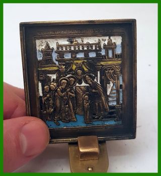 Russia Orthodox Bronze Icon The Presentation Of The Virgin To The Temple.  Enamel photo