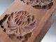 Antique Japanese Kashigata Wooden Hand Carved Cake Mold Kiku Flower Mum W/ Cover Other Japanese Antiques photo 4