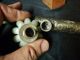 Antique 19th Century Chinese Bat Motif Smoking Pipe Brass Jade & Marble Stone Other Chinese Antiques photo 1