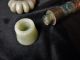 Antique 19th Century Chinese Bat Motif Smoking Pipe Brass Jade & Marble Stone Other Chinese Antiques photo 2