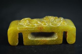 Superior Quality Chinese Natural Old Jade Carved Dragon Big Belt Buckle Jp173 photo