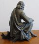 Victorian Antique Man W/ Scroll Spelter Statue Male Figure Mantle Clock Topper Metalware photo 1